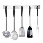 kitchen-tools-utensils-metal-hanging-rack-closeup-realistic-with-ladle-spatula-skimmer-cooking-fork